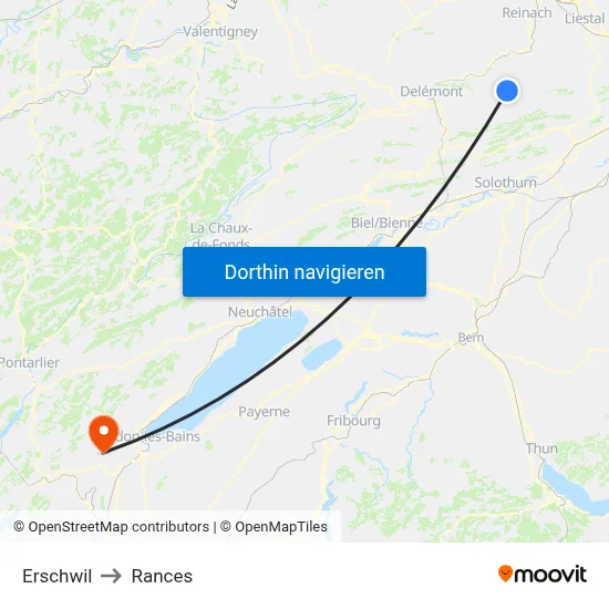Erschwil to Rances map