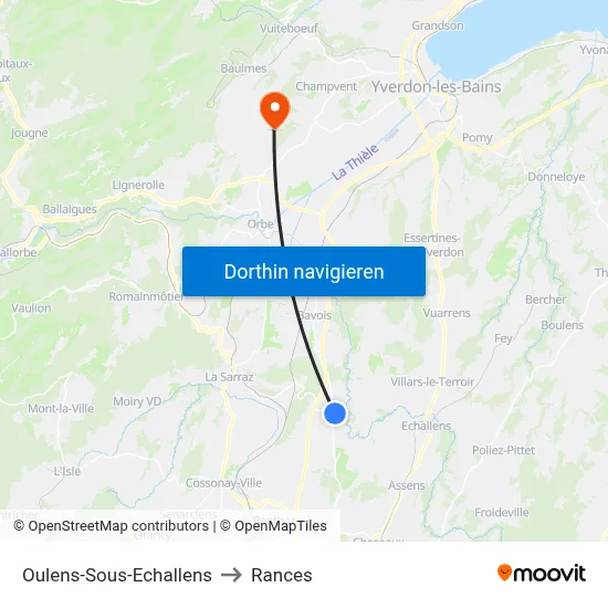 Oulens-Sous-Echallens to Rances map