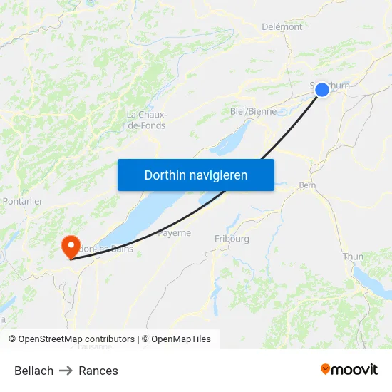 Bellach to Rances map