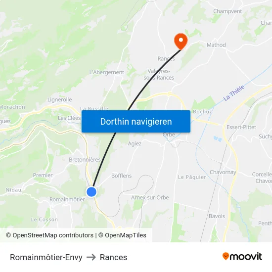 Romainmôtier-Envy to Rances map