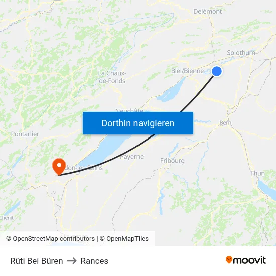 Rüti Bei Büren to Rances map