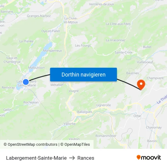 Labergement-Sainte-Marie to Rances map