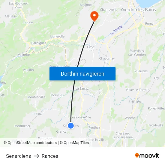 Senarclens to Rances map