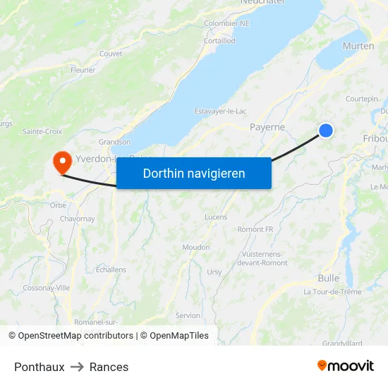 Ponthaux to Rances map