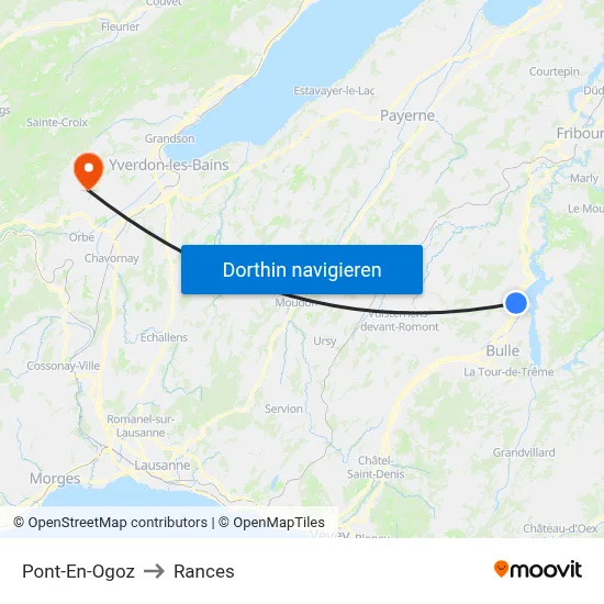 Pont-En-Ogoz to Rances map
