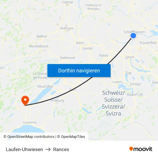 Laufen-Uhwiesen to Rances map
