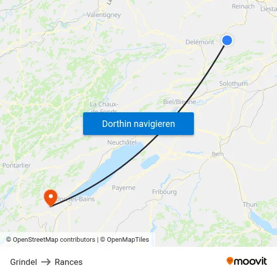 Grindel to Rances map