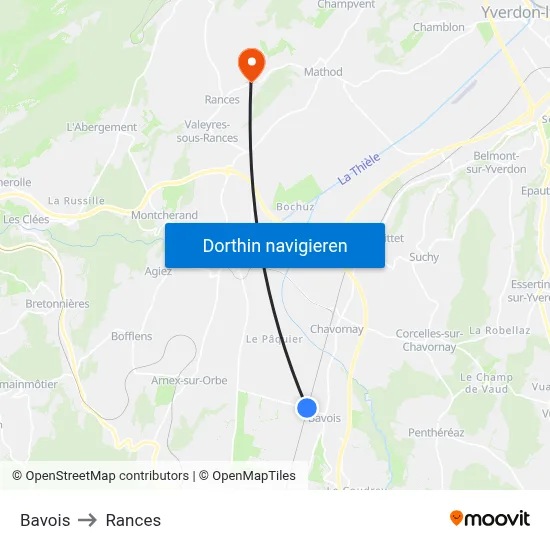 Bavois to Rances map