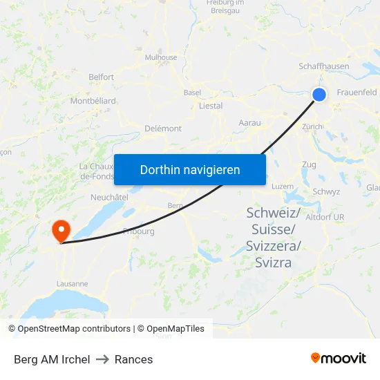 Berg AM Irchel to Rances map