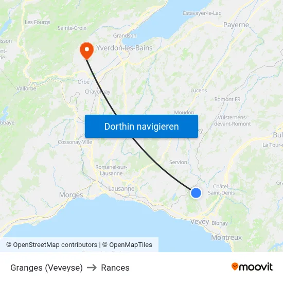 Granges (Veveyse) to Rances map