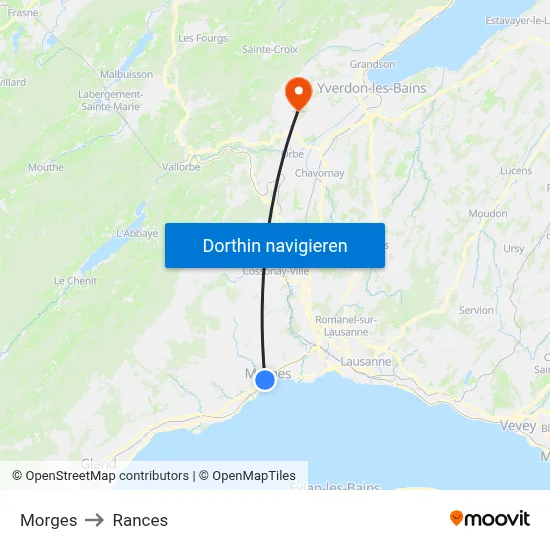 Morges to Rances map