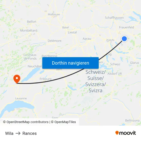 Wila to Rances map