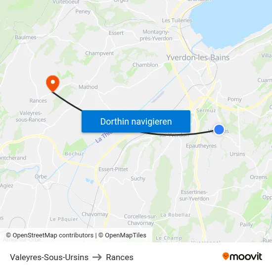 Valeyres-Sous-Ursins to Rances map