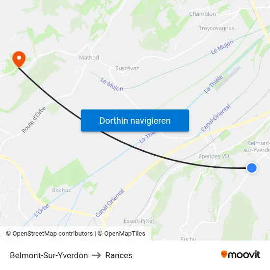 Belmont-Sur-Yverdon to Rances map