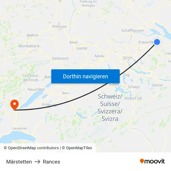 Märstetten to Rances map
