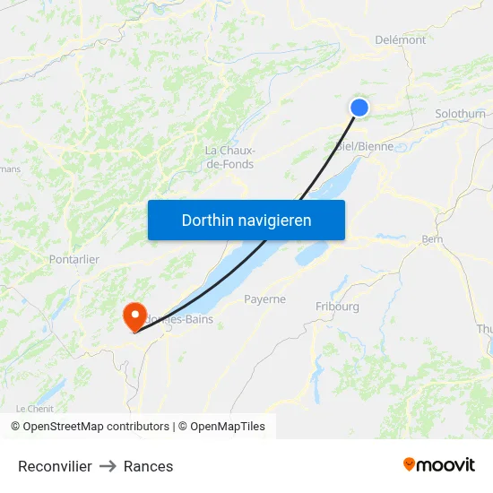 Reconvilier to Rances map