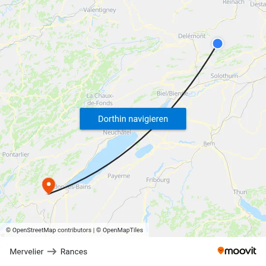 Mervelier to Rances map