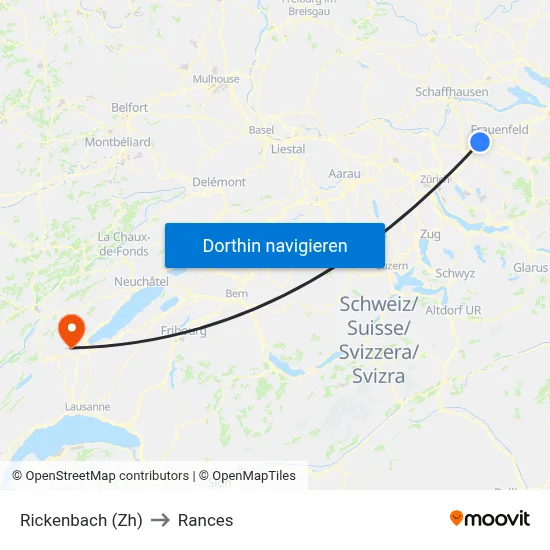 Rickenbach (Zh) to Rances map