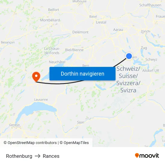 Rothenburg to Rances map