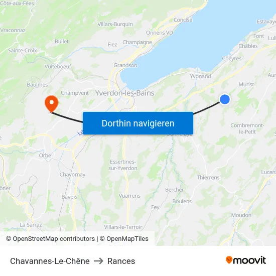 Chavannes-Le-Chêne to Rances map