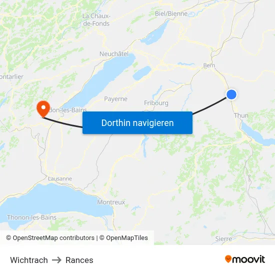 Wichtrach to Rances map