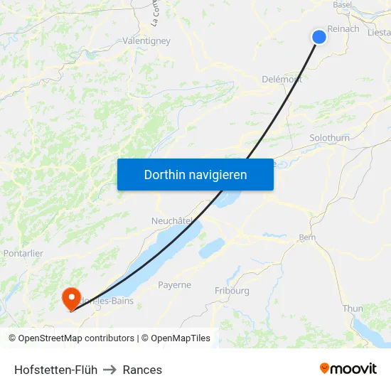 Hofstetten-Flüh to Rances map