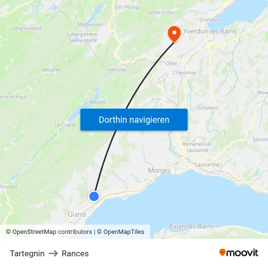 Tartegnin to Rances map