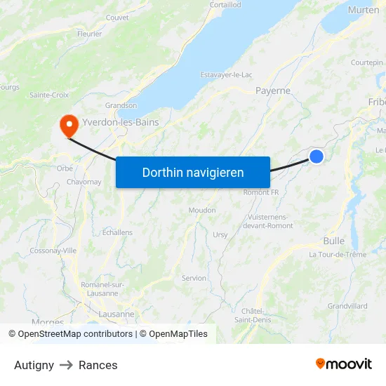 Autigny to Rances map
