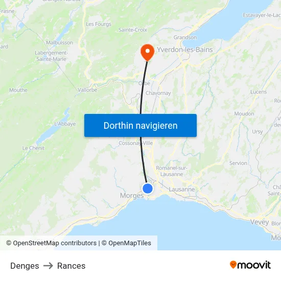 Denges to Rances map