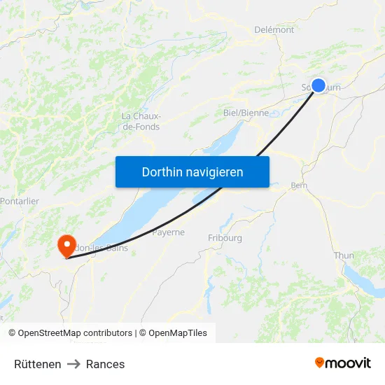 Rüttenen to Rances map