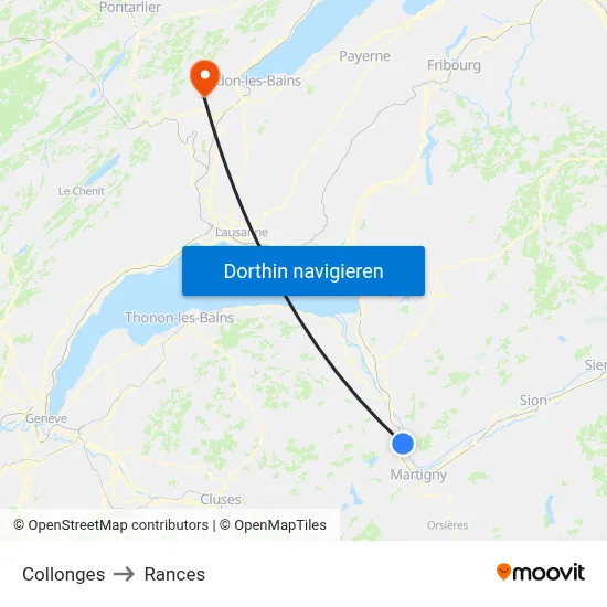 Collonges to Rances map