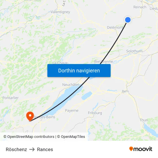 Röschenz to Rances map