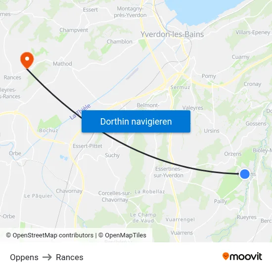 Oppens to Rances map