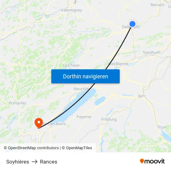 Soyhières to Rances map