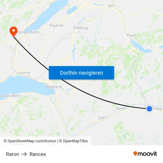 Raron to Rances map