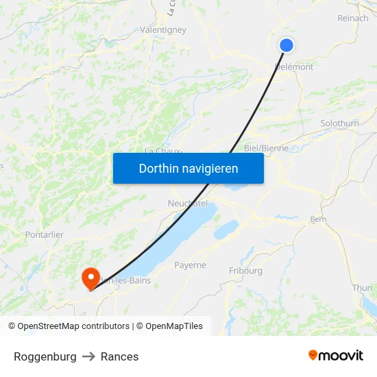 Roggenburg to Rances map