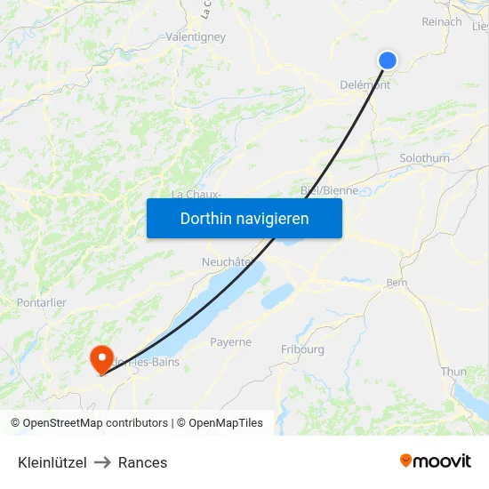 Kleinlützel to Rances map