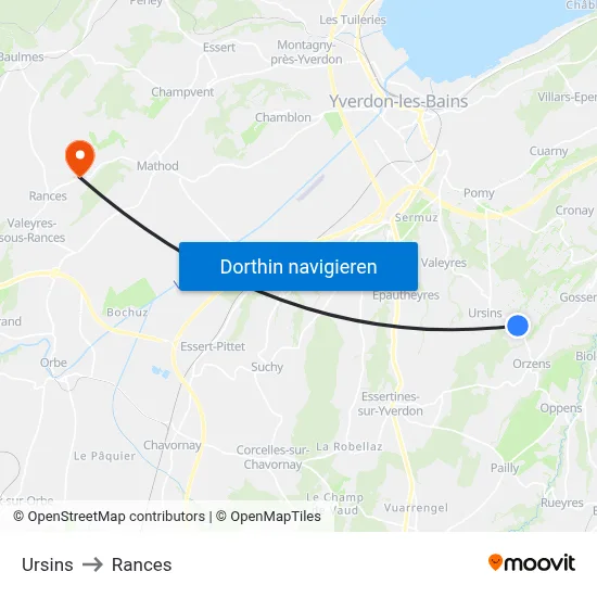 Ursins to Rances map