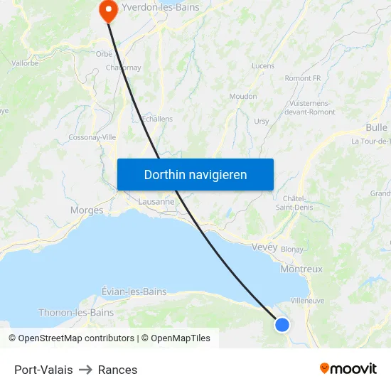 Port-Valais to Rances map