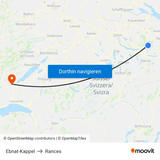 Ebnat-Kappel to Rances map