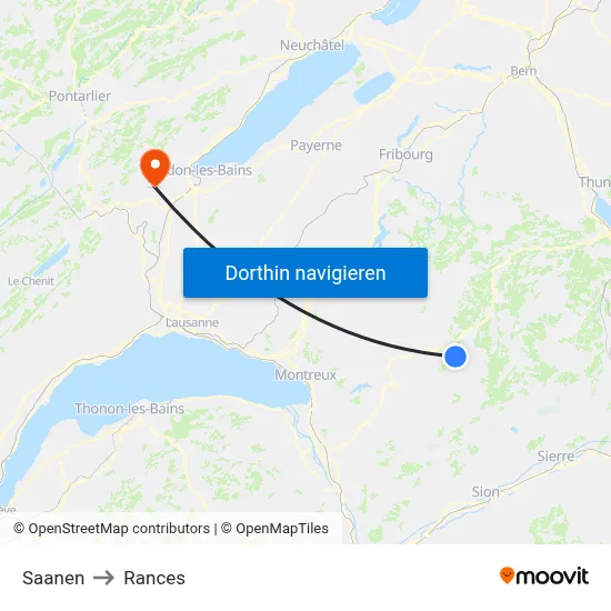 Saanen to Rances map