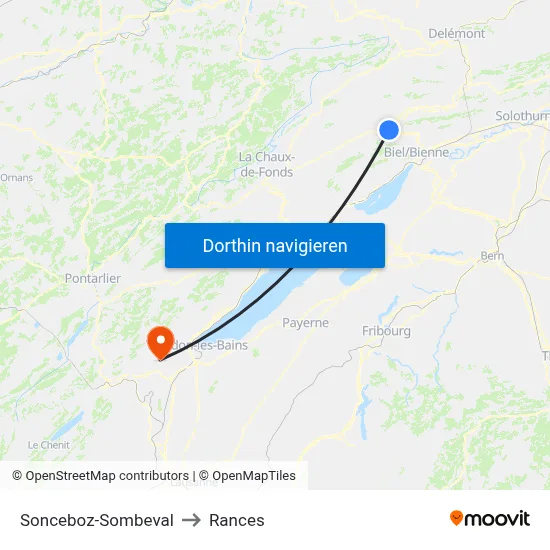 Sonceboz-Sombeval to Rances map