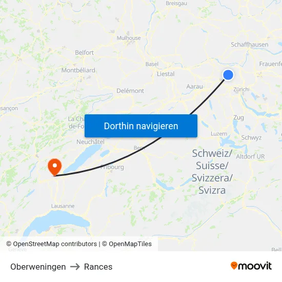 Oberweningen to Rances map