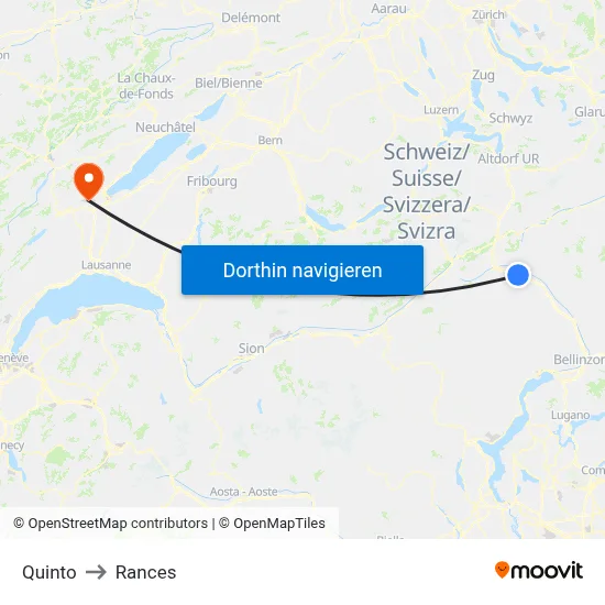 Quinto to Rances map