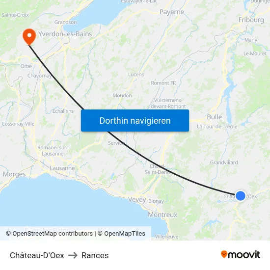 Château-D'Oex to Rances map