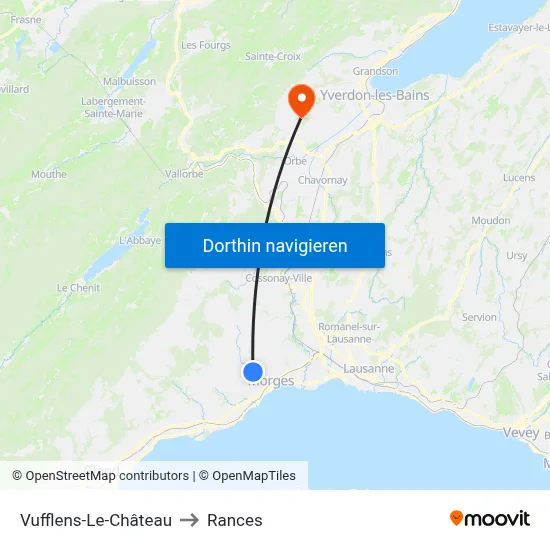 Vufflens-Le-Château to Rances map