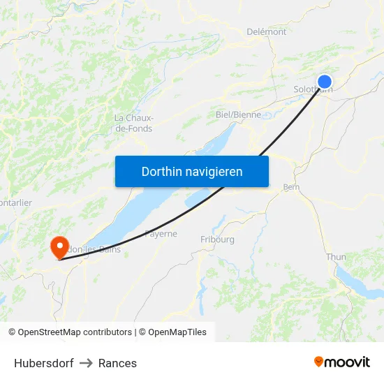 Hubersdorf to Rances map