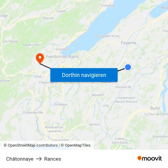 Châtonnaye to Rances map