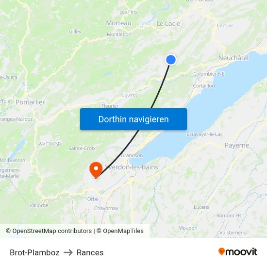 Brot-Plamboz to Rances map