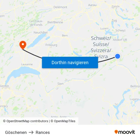 Göschenen to Rances map